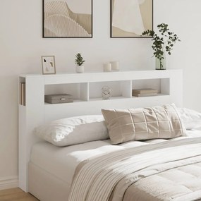 fehér szerelt fa LED-es fejtámla 180x18,5x103,5 cm