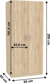 Szekrény, laminált DTD, tölgy sonoma, INVITA TYP 4