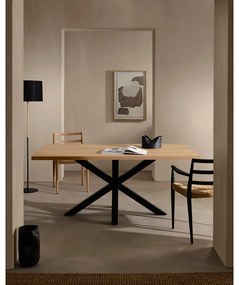 Étkezőasztal tölgyfa dekorral, 200 x 100 cm - Kave Home