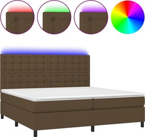 vidaXL barna szövet rugós és LED-es ágy matraccal 200x200 cm