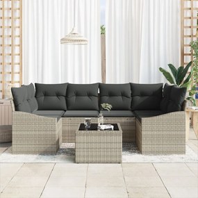 Kert kanapé szett 7 darabos Bézs és sötétszürke Rattan