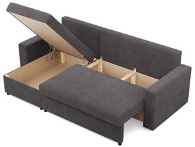 Zeus sarokkanapé, 2 ágyneműtartóval, egyenes kartámasz, kordbársony, univerzális oldal, bonell töltet, szürke