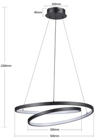 Brilagi-LED Dimmelhető kábeles csillár TWISTER LED/48W/230V átm. 50 cm fekete + távirányító