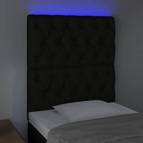 fekete szövet LED-es fejtámla 80x7x118/128 cm