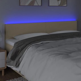 krémszínű szövet LED-es fejtámla 160x5x78/88 cm