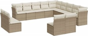 vidaXL 13 részes bézs polyrattan kerti ülőgarnitúra párnákkal