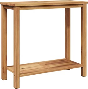 vidaXL Konzolasztal tárolóval Barna 85 x 35 x 75 cm Tömör Teakfa