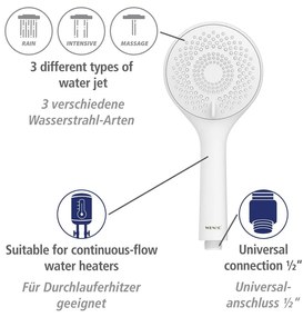 Fehér rozsdamentes acél zuhanyszett 70 cm Watersaving – Wenko