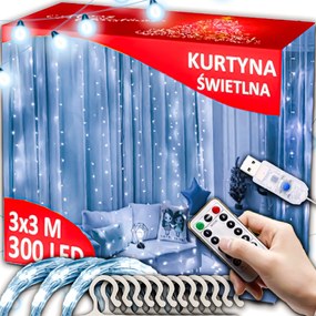 Led Fényfüggöny 3x3 Karácsonyfa Lámpa 300 Led Karácsonyi Hideg Füzér