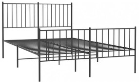 fekete fém ágykeret fej- és lábtámlával 120 x 200 cm