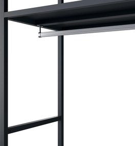 Irodai polc nyitott ruhaakasztó rúddal, recepcióra és váróterembe, fém, antracit/dió, 800x2200x400 mm: ARIEL Eco Design