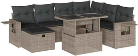 vidaXL 8 részes világosszürke polyrattan kerti ülőgarnitúra párnával