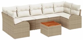 vidaXL Kerti Kanapé Szett párnával 8 pcs Bézs polirattan