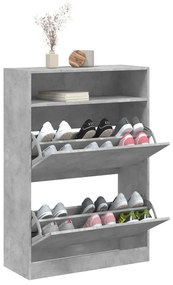 betonszürke cipőszekrény 2 kihajtható fiókkal 80 x 34 x 116 cm