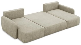 Bézs zsenília kinyitható-tárolóhelyes sarokkanapé (U alakú) Lilo – Makamii