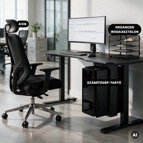 Számítógép tartó az íróasztal alá, állítható, fém, fekete: PC HOLDER