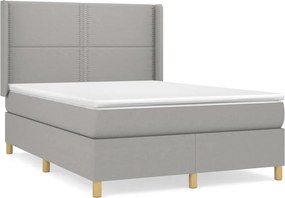 vidaXL világosszürke szövet rugós ágy matraccal 140 x 190 cm