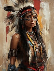 Canvas Vászonkép Portré Nő Indián Tribal Boho Etno 60x80