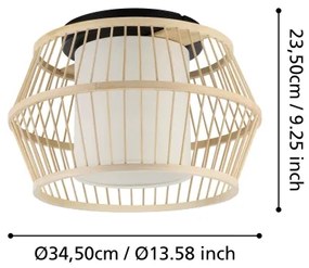 Eglo 390232 - Mennyezeti lámpa MONTERROSO 1xE27/40W/230V bambusz