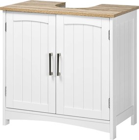 Kleankin Mosogató Alatti Szekrény Fürdőszobai Padló Szekrény 2 Ajtóval és Állítható Belső Polccal Modern Stílusban, Terhelhetőség 40 kg, 60x30x60 cm |