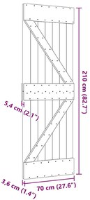 NARVIK tömör fenyőfa ajtó 70 x 210 cm