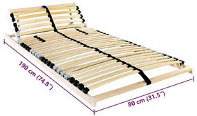 Lécalap fejtámlával Barna 80 x 190 cm Tömör bükkfa