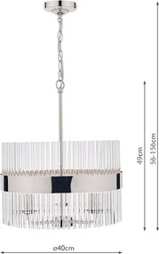 LAURA ASHLEY 3736027-Q ALEXA Kristály Függesztett Lámpa Fehér, Polírozott Nikkel E14 IP20