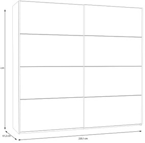 KARO gardróbszekrény 220x210 cm fehér/artisan tölgy