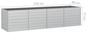 ezüstszínű horganyzott acél kerti magaságyás 320 x 80 x 77 cm