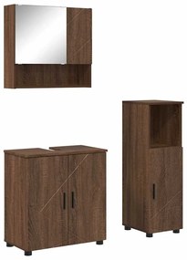 Fürdőszoba bútor szett 3 pcs barna tölgy 61 x 35 x 64 cm