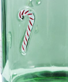 X-MAS üveg szélfogó zöld , cukorpálca