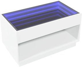 Fehér végtelen hatású LED-es dohányzóasztal 70 x 50 x 50 cm