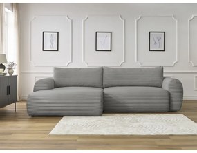 Sötétszürke kordbársony kinyitható sarokkanapé (bal oldali) Lucien – Bobochic Paris