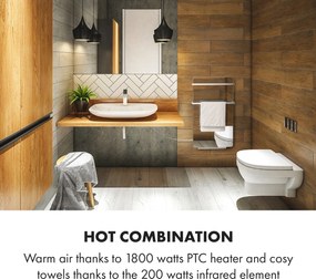 Klarstein Hot Spot Crystal Flow, fürdőszobai fűtőtest, 45 x 82cm, 36m², 2000 W, 5-40°C, LED