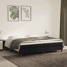 Fekete bársony rugós ágy matraccal 200x200 cm
