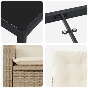 Kert étkező szett 3 pcs Bézs polirattan