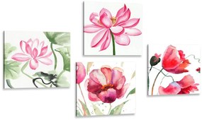 Képszett akvarell virágok