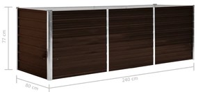 barna horganyzott acél kerti magaságyás 240 x 80 x 77 cm