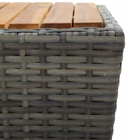 szürke polyrattan és tömör akácfa teázóasztal 41,5x41,5x43 cm