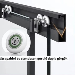 Stuxi Delhi Black 80x80 cm íves két tolóajtós zuhanykabin 6 mm vízlepergető biztonsági üveggel, fekete elemekkel, 190 cm magas