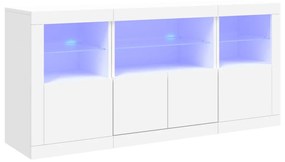 fehér tálalószekrény LED-világítással 142,5 x 37 x 67 cm