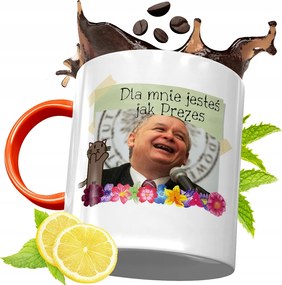 Narancssárga Bögre A Pis Elnökétől Jaroslaw Kaczynski fényképes nyomtatással