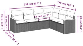 6 részes szürke polyrattan kerti ülőgarnitúra párnákkal