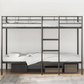 fekete acél emeletes ágy matrac nélkül 100 x 200 cm