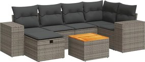 vidaXL 7 részes szürke polyrattan kerti ülőgarnitúra párnákkal