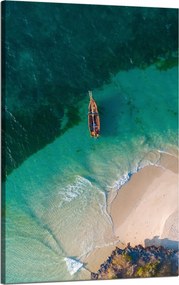 Vászonkép Víz Tengerpart Természet Csónak Meleg 50x80 cm Ideális ajándék