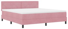 Boxspring Ágy Matraccal Rózsaszín Szuper Király Bársonyos