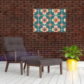 Üveg kép - Retro virágminta (70x50 cm)