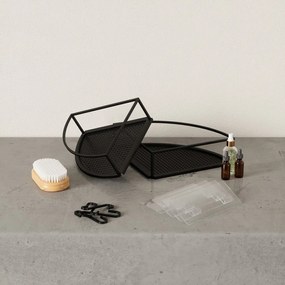 Fekete öntapadós acél fürdőszobai sarokpolc szett 2 db-os Cubiko – Umbra