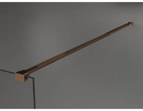 Mexen Kioto, átmenő zuhany paraván 120 x 200 cm, 8mm átlátszó / fehér üvegminta, 2x rose gold stabilizáló távtartó, 800-120-002-60-97